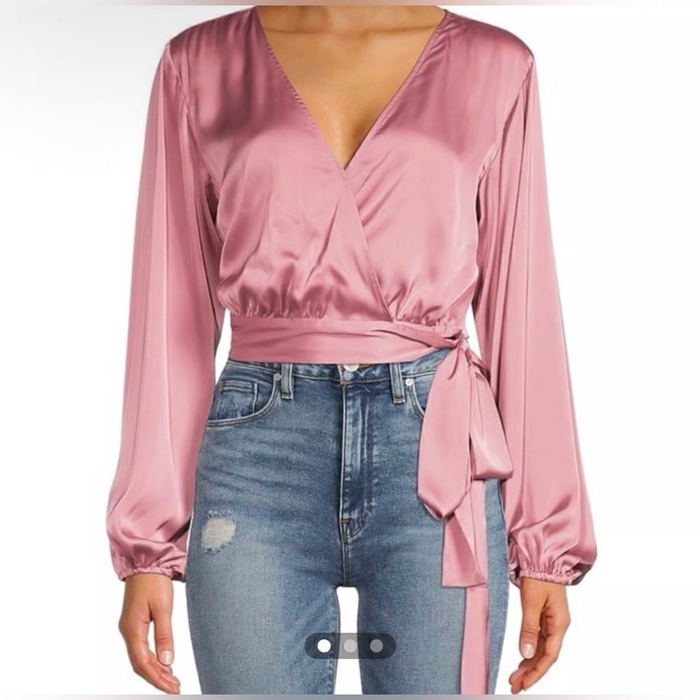Wayf Wrap Cropped Blouse Size Medium
